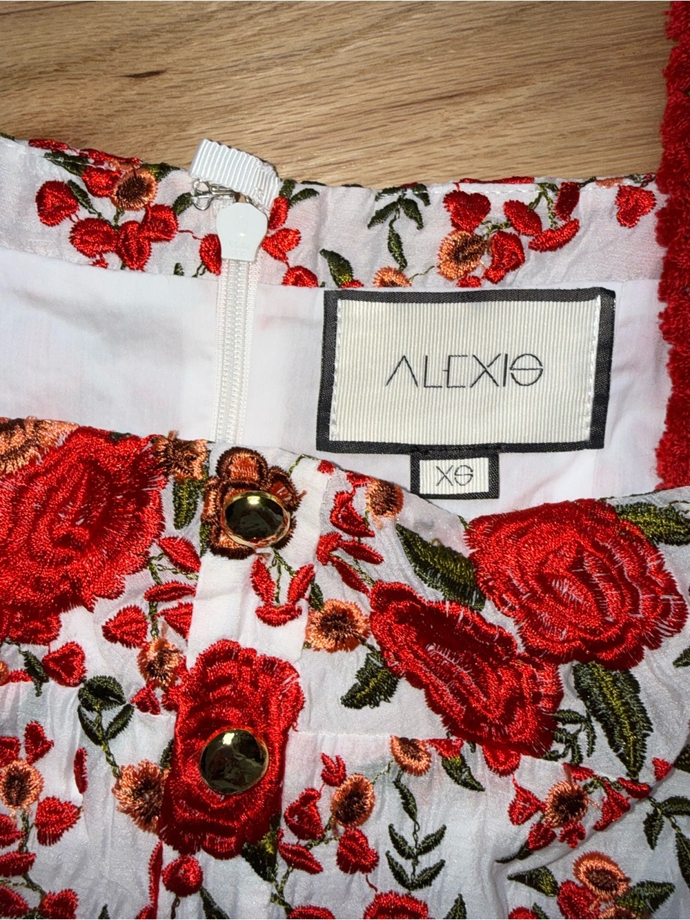Alexis White Maxi Skirt Set with Red Floral Embroidery - Picture 2 of 5